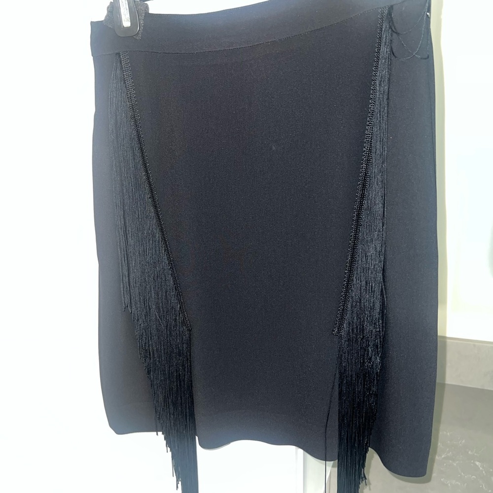 Stella McCartney Black Skirt With Fringe-LIKE NEW